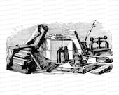 Victorian Writing, Study, Desk Materials | Vintage Books, Paper, Box, Ink, Inkwell, Quill, Wafers, Envelopes Vector Clipart SVG PNG JPG