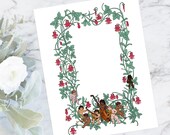 Cherub Musicians and Columbine Color Flower Frame | Printable Valentine's Day Border | Vector Romantic, Wedding, Floral SVG PNG JPG