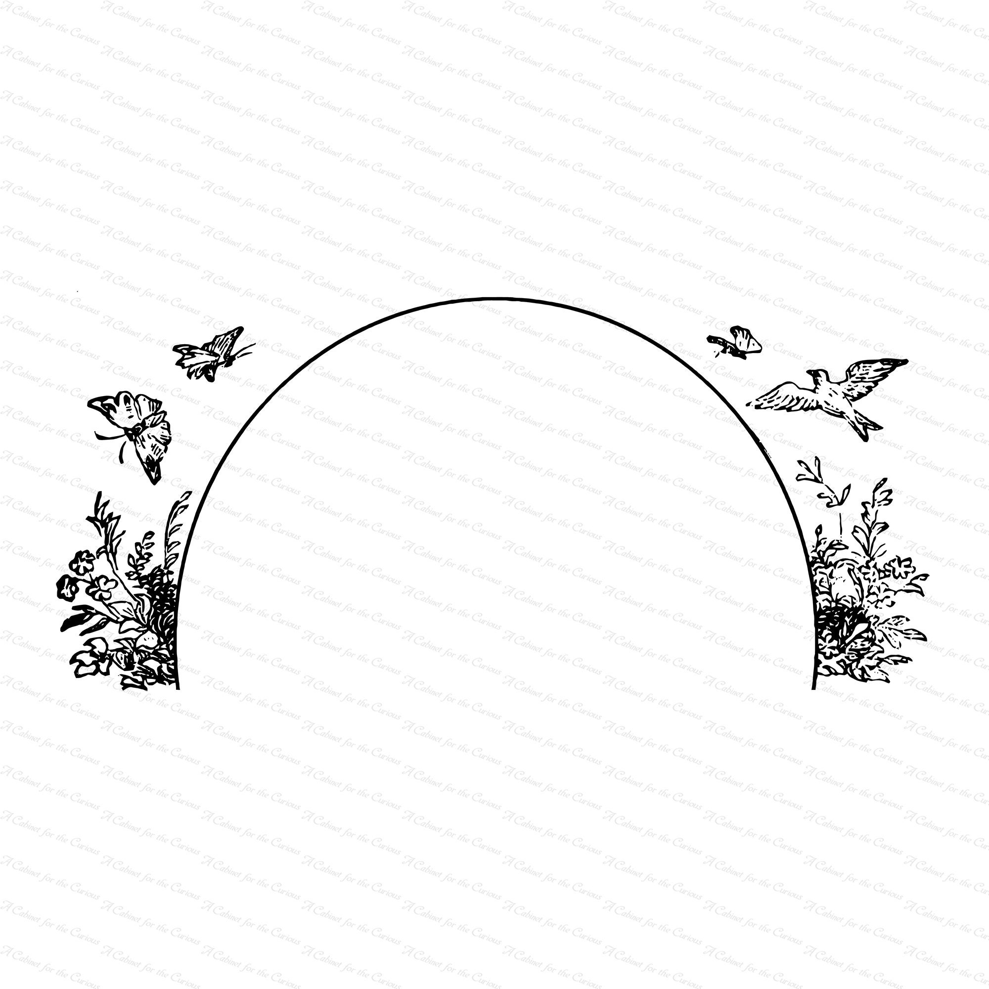 Vintage Rustic Nature Border Arch Vector Clipart Antique Victorian ...