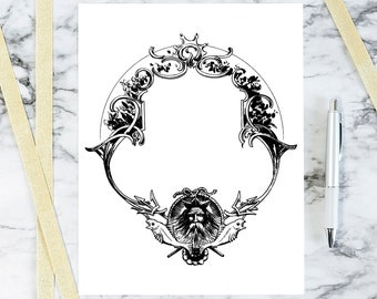 Victorian Neptune / Poseidon Border | Vector Clipart Nautical Frame Element | Fish, Trident, Sea Instant Digital Download SVG PNG JPG