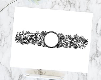 Vintage Floral Border | Antique Victorian Round Frame with Daisies and Ribbon | Daisy Flowers Vector Instant Download SVG PNG JPG