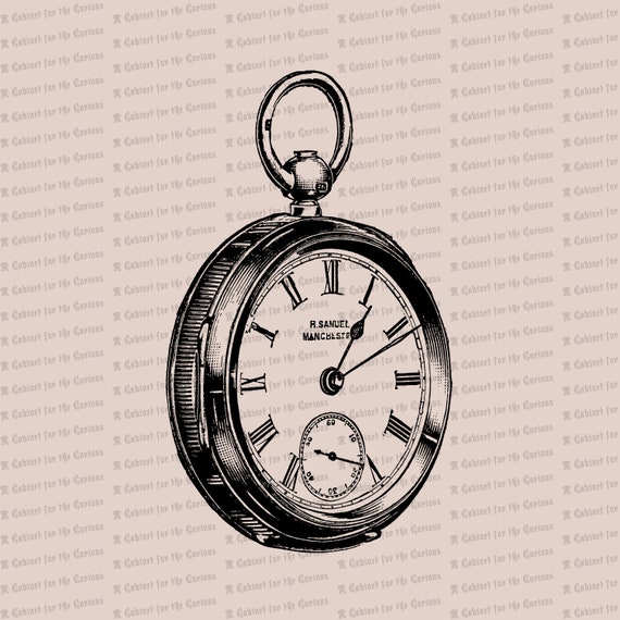 Digital Vintage Victorian Pocketwatch Antique Watch Vector Etsy