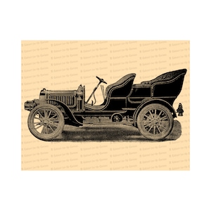 Carro eduardiano vintage digital | Download instantâneo de ilustração de automóvel antigo | Papa Motor Car Vector Clipart SVG PNG JPG