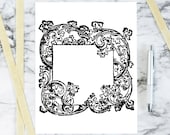 Vintage Blank Sign with Filigree | Antique Victorian Ornate Square Placard | Filigreed Frame, Filigree Border | Vector SVG PNG JPG