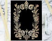 Vintage Victorian Gold "Embossed" Look Floral Frame | Color Vector Clipart Border Element | Instant Download SVG PNG JPG