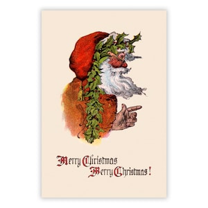 Carta stampabile di Babbo Natale piatto: Cartolina di Natale dell'era vittoriana Buon Natale vecchio stile 4x6 Stampa pronta JPG Scarica digitale
