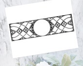 Vintage Art Nouveau Border | Antique Round Frame in Rectangular Decorative Element | Vector Curves Geometric Download SVG PNG JPG