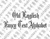 Vector Clipart Victorian Old English Fancy Text Ornamental Alphabet | Vintage Ornamental Uppercase & Lowercase Letters, Calligraphy SVG PNG