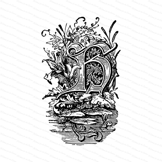 Download Clip Art Fancy Antique Monogram Svg Png Jpg Ornamental Penwork Initial Letter H Vector Clipart Vintage Victorian Capital Letter H Art Collectibles