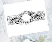 Vintage Rustic Woodland Border | Antique Victorian Round Frame with Flowers, Leaves, and Ferns | Vector Instant Download SVG PNG JPG