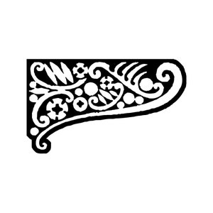 Può includere: Disegno decorativo in bianco e nero con intricati vortici e motivi floreali.