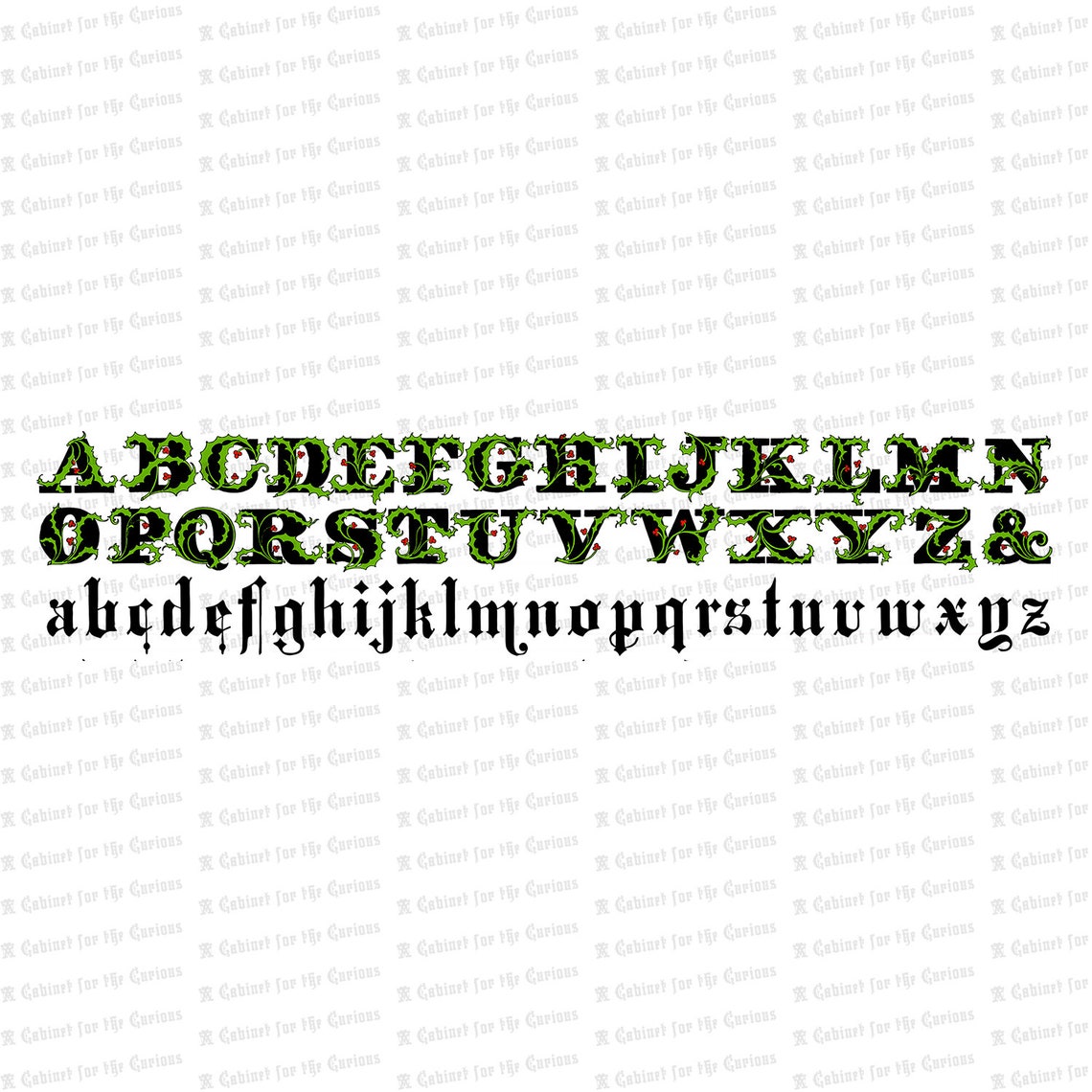 Vector Clipart Victorian Christmas Alphabet Vintage 1880s Christmas ...