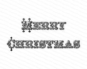 Vintage Victorian "Merry Christmas" Antique Font Christmas Words Vector Clipart | Minaret Canon SVG PNG JPG