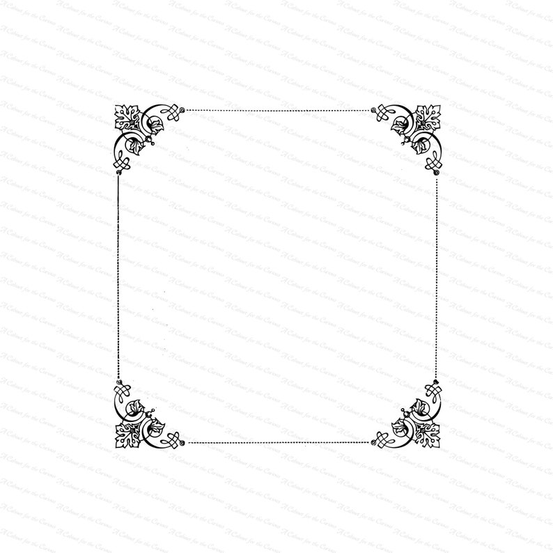 Vintage Victorian Border with Ornate Corners Antique Square Decorative Frame Fancy Vector Clipart SVG PNG JPG image 3