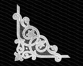 Vintage Victorian White Lace Corner Embellishment | Antique Decorative Netting Fancy Work Design Element Vector Clipart | SVG PNG JPG
