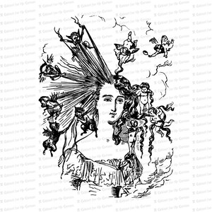 Edwardian Arranging the Hair Clipart | Vintage Antike Frau, Teufel & Engel, Frisur | Beauty Vektor Clipart SVG PNG JPG