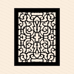 Vintage Viktorianische Rechteckige verzierte Gusseisen | 1880er Jahre Antik FiligranEs Muster Vektor Clipart | Digitaler Download SVG PNG JPG