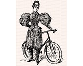 Victorian Lady Cyclist in Bloomers | Woman in Rational Dress / Pants with Bicycle | Instant Download Feminist Vector Clip Art SVG PNG JPG