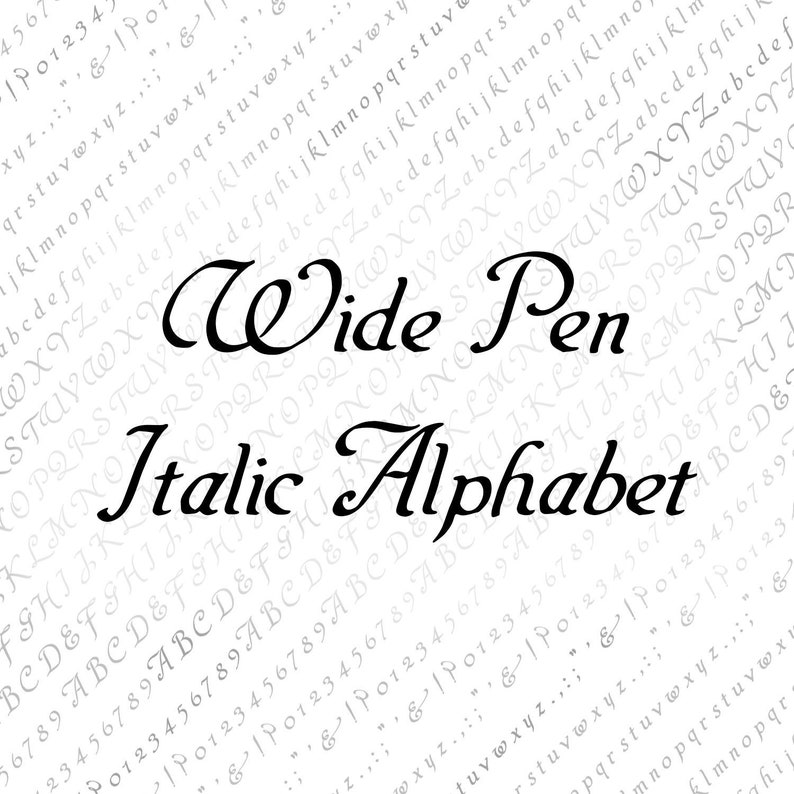 Vintage Penwork brede pen cursief alfabet Vector Clipart