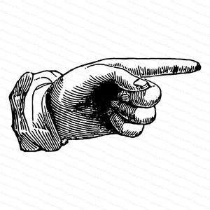 Vintage Victoriaanse hand met wijzende vinger | Jaren 1870 Antieke Hand Vector Clipart | Instant digitale download SVG PNG JPG