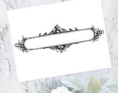 Vintage Fancy Title Border Element with Roses | Antique Victorian Long Oval Floral Header Frame | Vector Clipart SVG PNG JPG