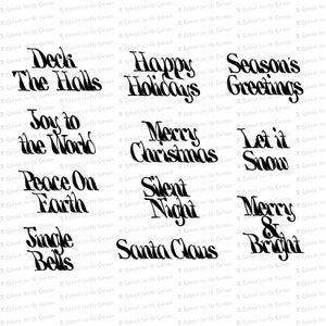 Viktorianischer Pinsel Buchstabe Weihnachten Worte & Phrasen | Vintage Ornamental Kalligraphie Schriftzug Typografie Vektor Clipart Download SVG PNG JPG