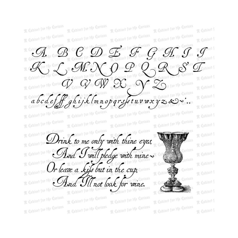 Vector Clipart Vintage 17th Century Handwriting Alphabet Antique Early Modern Uppercase & Lowercase Cursive Letters, Lettering SVG PNG image 1