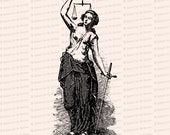 Vintage Victorian Lady Justice Clipart | Goddess of Justice, Iustitia | Woman, Sword, Scales Vector Instant Download SVG PNG JPG