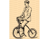 Digital Vintage Victorian Gentleman on Bicycle |  Antique Man on Bike Illustration Instant Download | Cycling Vector Clipart SVG PNG JPG