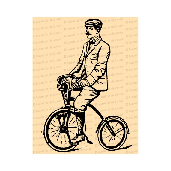 Download Digital Vintage Victorian Gentleman On Bicycle Antique Man Etsy