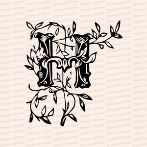 Pluma ornamental Letra inicial H Vector Clipart / Vintage Victorian Capital Letter H, Fancy Antique Monogram SVG PNG JPG
