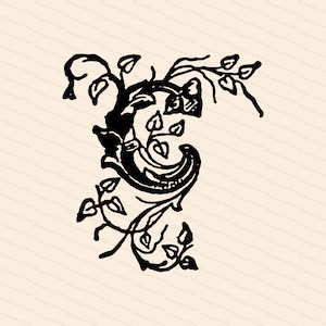 Pluma ornamental Letra inicial C Vector Clipart / Vintage Victorian Capital Letter C, Fancy Antique Monogram SVG PNG JPG