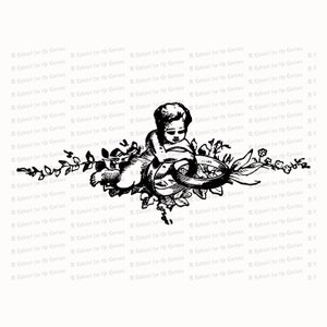 Querubim vintage com alianças de casamento | Clipart de casamento vitoriano antigo | Vector Romântico, Noivado, Flores SVG PNG JPG