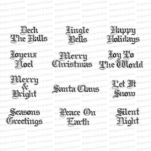 Viktorianische Ornamental Kupferstich Weihnachtswörter & Phrasen | Vintage Kalligraphie Schriftzug Typographie Vektor Clipart Download SVG PNG JPG