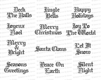 Victorian Ornamental Copperplate Christmas Words & Phrases | Vintage Calligraphy Lettering Typography Vector Clipart Download SVG PNG JPG