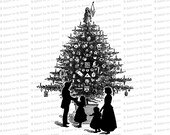 Digital Vintage Christmas Tree | Victorian Xmas Vector Clipart Instant Download SVG PNG JPG