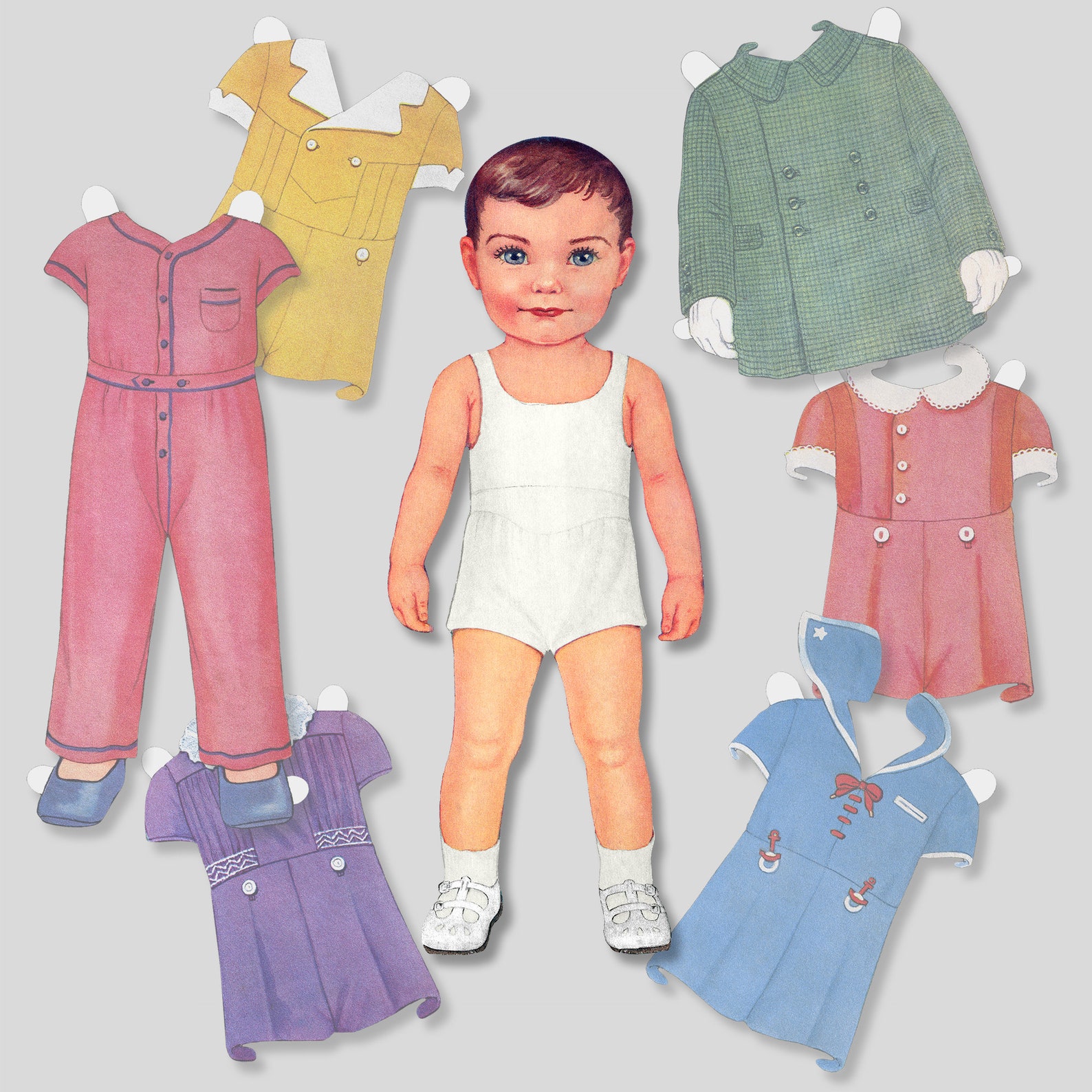 Tommy and Patsy Printable Paper Dolls Retro 1930s Style Paper Doll Boy ...