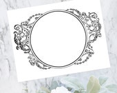 Vintage Floral Round Border Clipart | Antique Victorian Circle Frame | Vector Instant Download SVG PNG JPG