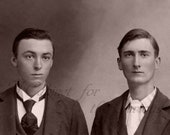 Antique Photo DOWNLOAD | Two Clean Cut Young Edwardian Men | suits ties handsome photograph picture digital png jpg