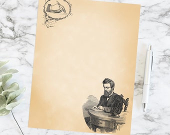 Printable Victorian Gentlemen's Notepaper | Vintage Letter Writing Paper, Planner Insert Journal Page Stationery A4 & 8.5 x 11 Letter
