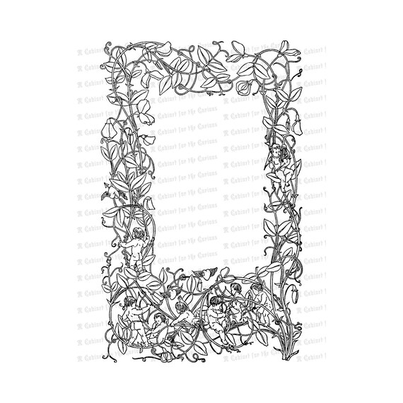 Vintage Floral Sweetpea Border With Cupids And Hearts Etsy