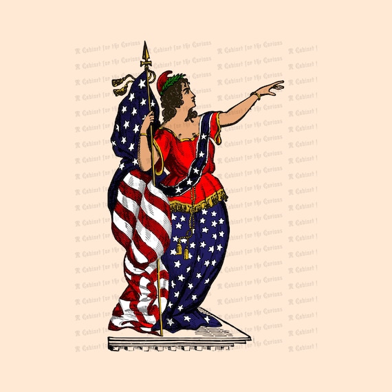 Color Victorian Columbia Woman United States Flag And Etsy
