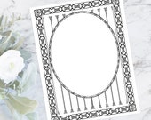 Vintage Art Nouveau Decorative Framing Element | Antique Rectangular Border with Oval Frame | Vector Ovals Geometric Download SVG PNG JPG