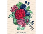Victorian Flowers Vector Clip Art | Antique Bouquet | Vintage Floral Color Plate | PNG JPG SVG