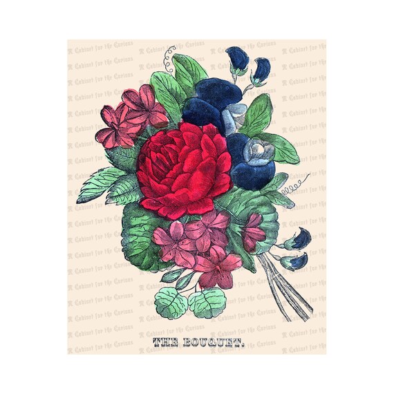 Download Victorian Flowers Vector Clip Art Antique Bouquet Vintage Etsy