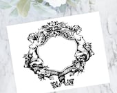 Edwardian Mermaids Mermen Border | Vector Clipart Winged Mermaid Mythological Cryptozoology l Frame Element Digital Download SVG PNG JPG