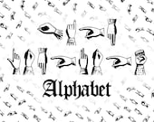 Vector Clipart Victorian Sign Language Alphabet | Deaf Manual Alphabet | Vintage Fingerspelling Clipart Set SVG PNG