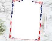 Vintage American Flag Border | Antique Edwardian Patriotic Frame 8.5x11 | Vector Clip Art Color 4th of July Printable Stationery SVG PNG JPG