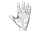 Antique Digital Palmistry Hand Vector Clipart | Vintage Chiromancy Palm-Reading Fortune-Telling Occult Mystic Instant Download SVG PNG JPG