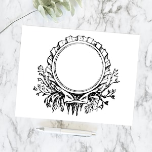 Vintage Shell & Seaweed Marine Border Vector Clipart | Antique Victorian Round Frame Ocean Beach | Instant Download SVG PNG JPG